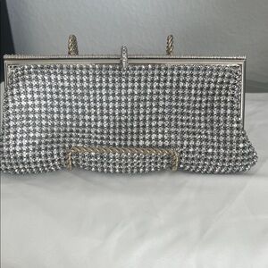 Elegant Silver Rhine Stone evening Clutch